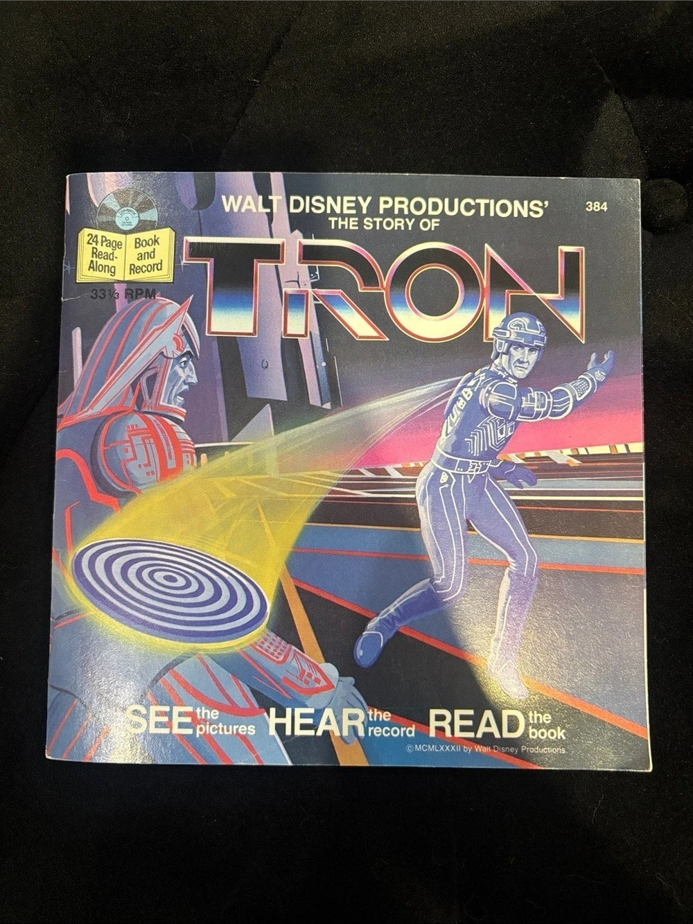 DISNEY The Story of TRON Read-Along Vinyl Record Book 1982 Vintage